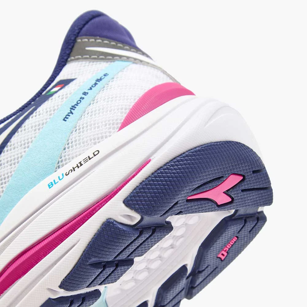 Diadora Women's Mythos Blushield Vortice 8 Running Shoe - White/Blueprint- Regular (B) 2 Diadora Women's Mythos Blushield Vortice 8 Running Shoe - White/Blueprint- Regular (B) - Image 2