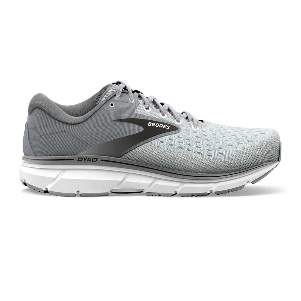 BROOKS Men's Dyad 11 Running Shoe - Grey/Black/White - Wide (2E) 1 BROOKS Men's Dyad 11 Running Shoe - Grey/Black/White - Wide (2E)