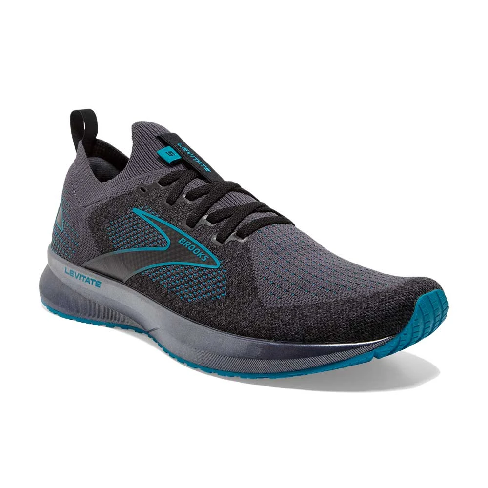 BROOKS Men's Levitate StealthFit 5 Running Shoe- Black/Ebony/Crystal Teal- Regular (D) 2 BROOKS Men's Levitate StealthFit 5 Running Shoe- Black/Ebony/Crystal Teal- Regular (D) - Image 2