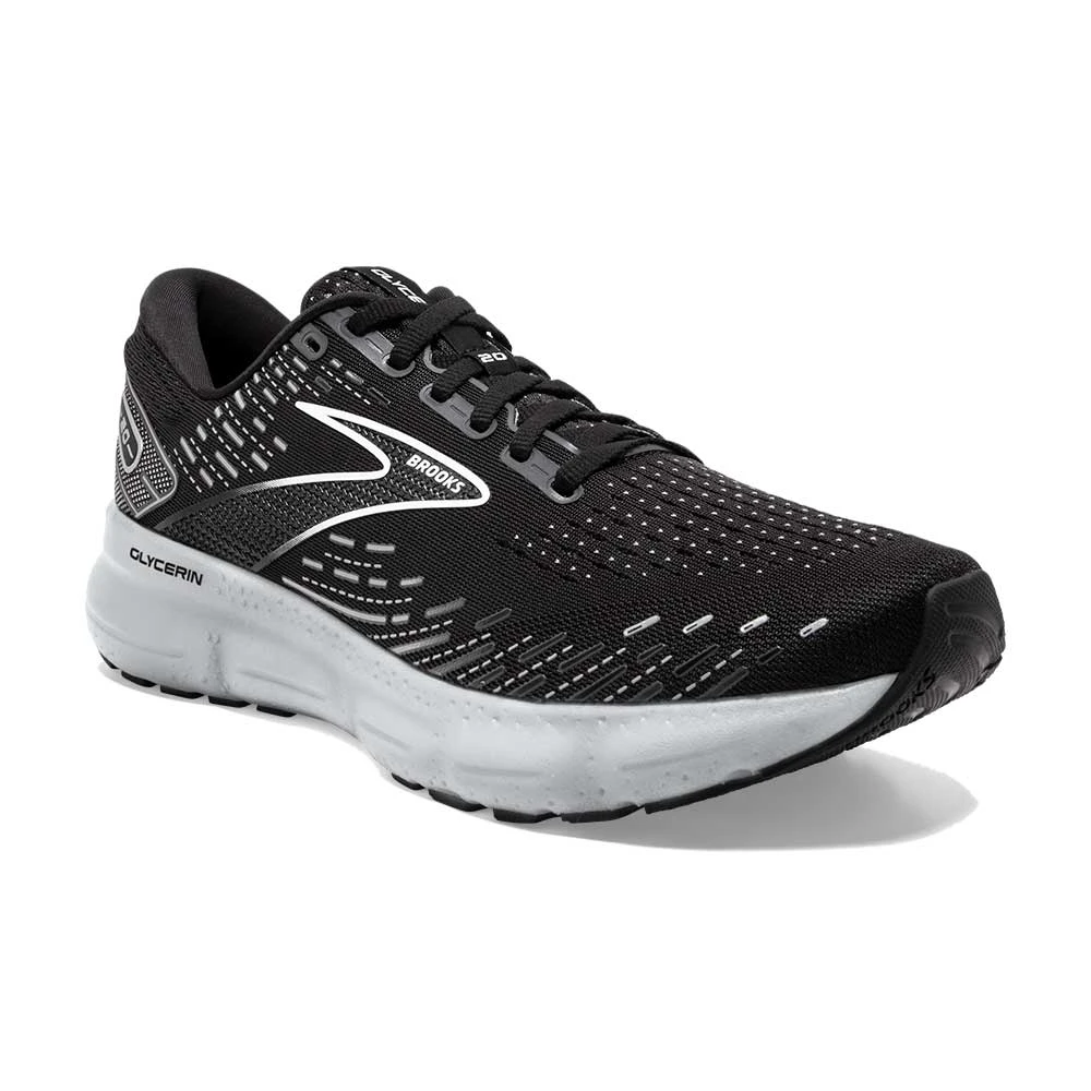 BROOKS Men's Glycerin 20 Running Shoe - Black/White/Alloy - Wide (2E) 2 BROOKS Men's Glycerin 20 Running Shoe - Black/White/Alloy - Wide (2E) - Image 2