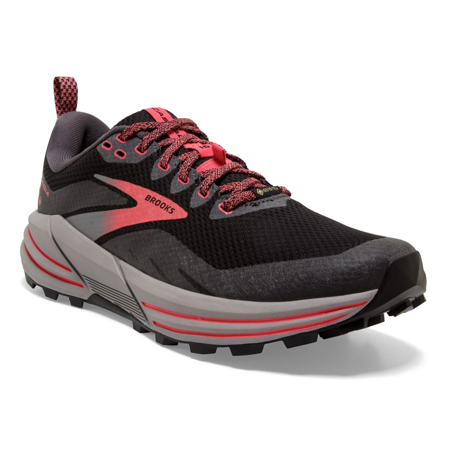 BROOKS Women's Cascadia 16 GoreTEX Trail Running Shoe - Black/Blackened Pearl/Coral - Regular (B) 3 BROOKS Women's Cascadia 16 GoreTEX Trail Running Shoe - Black/Blackened Pearl/Coral - Regular (B) - Image 3