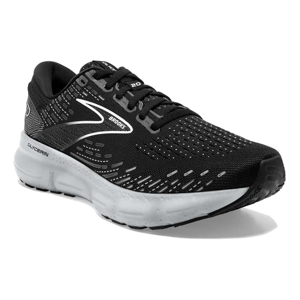 BROOKS Women's Glycerin 20 Running Shoe - Black/White/Alloy - Regular (B) 2 BROOKS Women's Glycerin 20 Running Shoe - Black/White/Alloy - Regular (B) - Image 2
