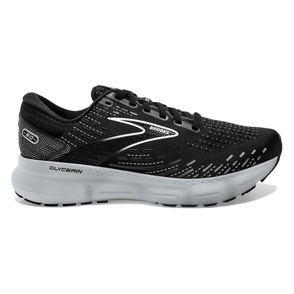 BROOKS Women's Glycerin 20 Running Shoe - Black/White/Alloy - Regular (B) 1 BROOKS Women's Glycerin 20 Running Shoe - Black/White/Alloy - Regular (B)