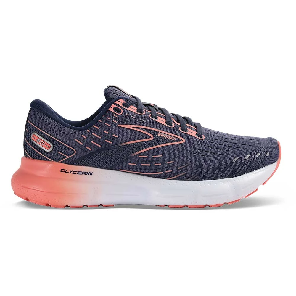 BROOKS Women's Glycerin 20 Running Shoe - Nightshadow/Blue/Pink - Regular (B) 1 BROOKS Women's Glycerin 20 Running Shoe - Nightshadow/Blue/Pink - Regular (B)