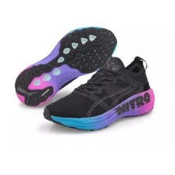Men's Foreverrun Nitro Sunset Running Shoe - Puma Black/Luminous Blue/Electric Orchid- Regular (D) -Love Running 38000701 BlackBlue DET