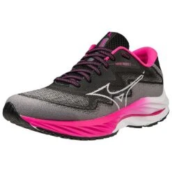 Mizuno Women's Project Zero Wave Rider 27 Running Shoe - Black/White- Regular (B) -Love Running 411424 9000 07