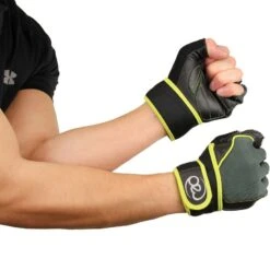 Men Fitness-mad Core Fitness & Weight Training Gloves -Love Running FGLOVECGRN3