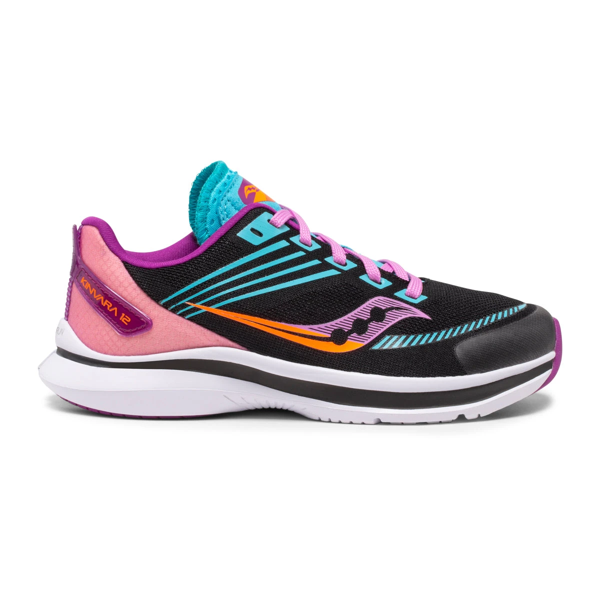 Saucony Youth Kinvara 12 Running Shoe - Black/Pink 1 Saucony Youth Kinvara 12 Running Shoe - Black/Pink