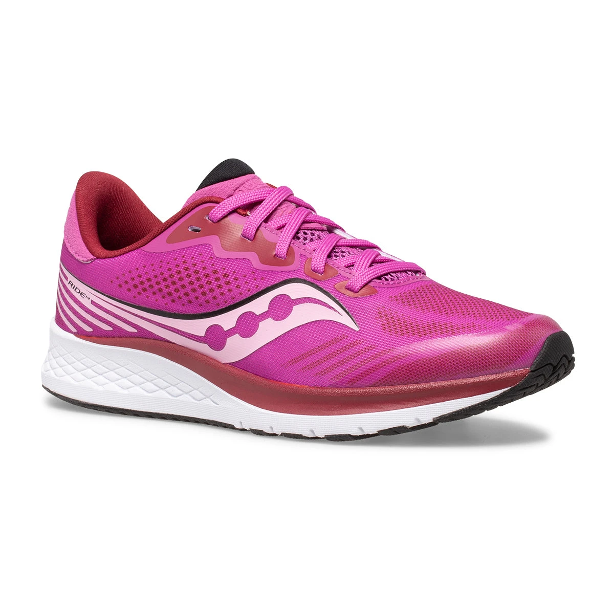 Saucony Youth Ride 14 Running Shoe - Pink 2 Saucony Youth Ride 14 Running Shoe - Pink - Image 2